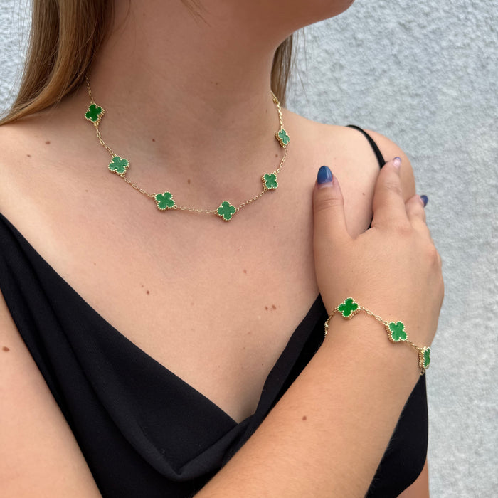 Cadena Van Cleef Verde Dual Oro