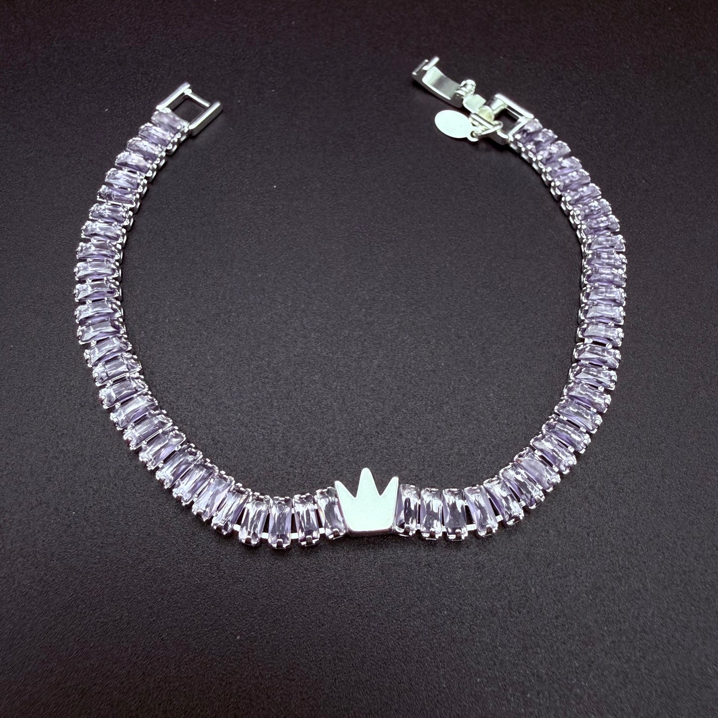 Pulsera Tennis Corona Morada 6mm
