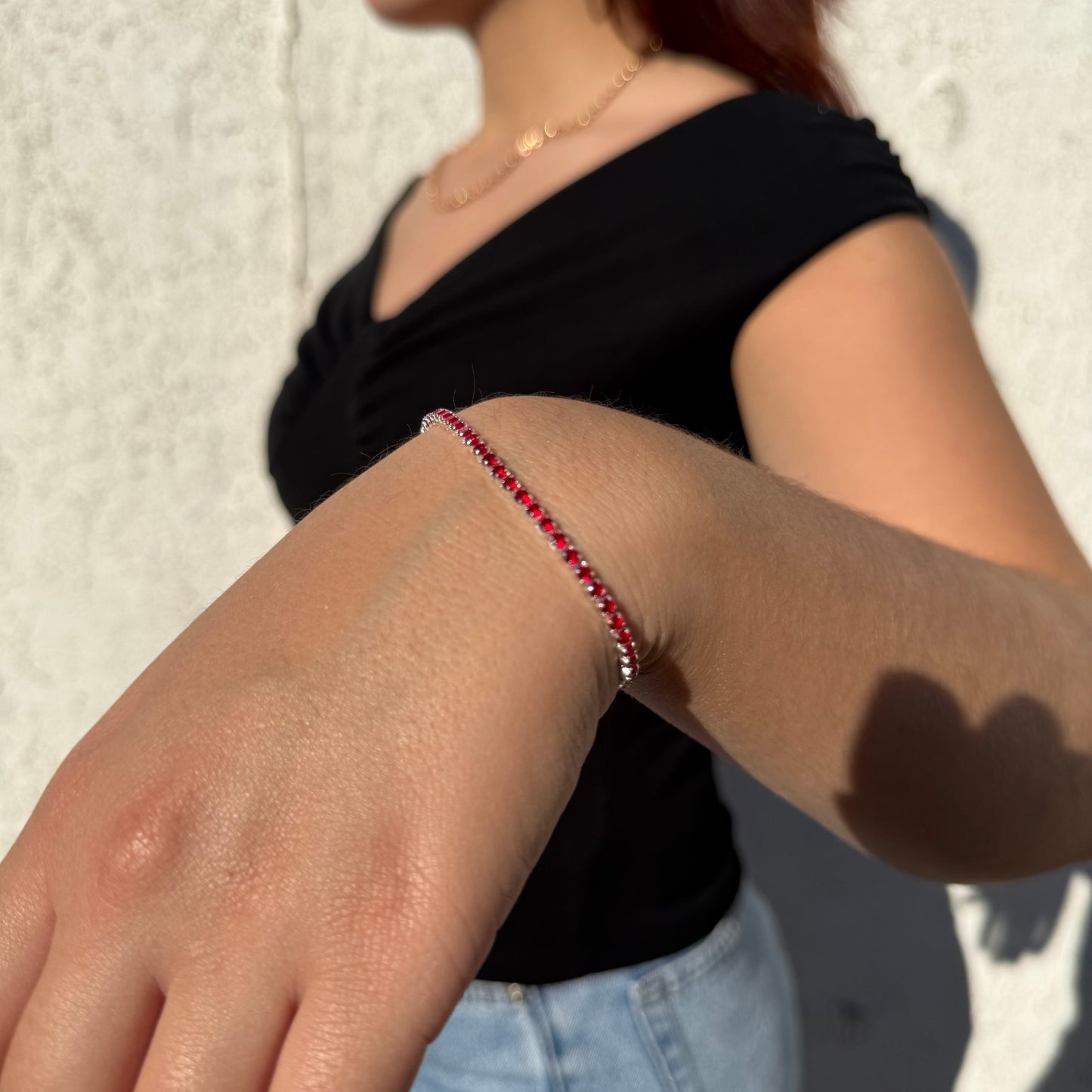 Pulsera Tennis Rubí 2mm
