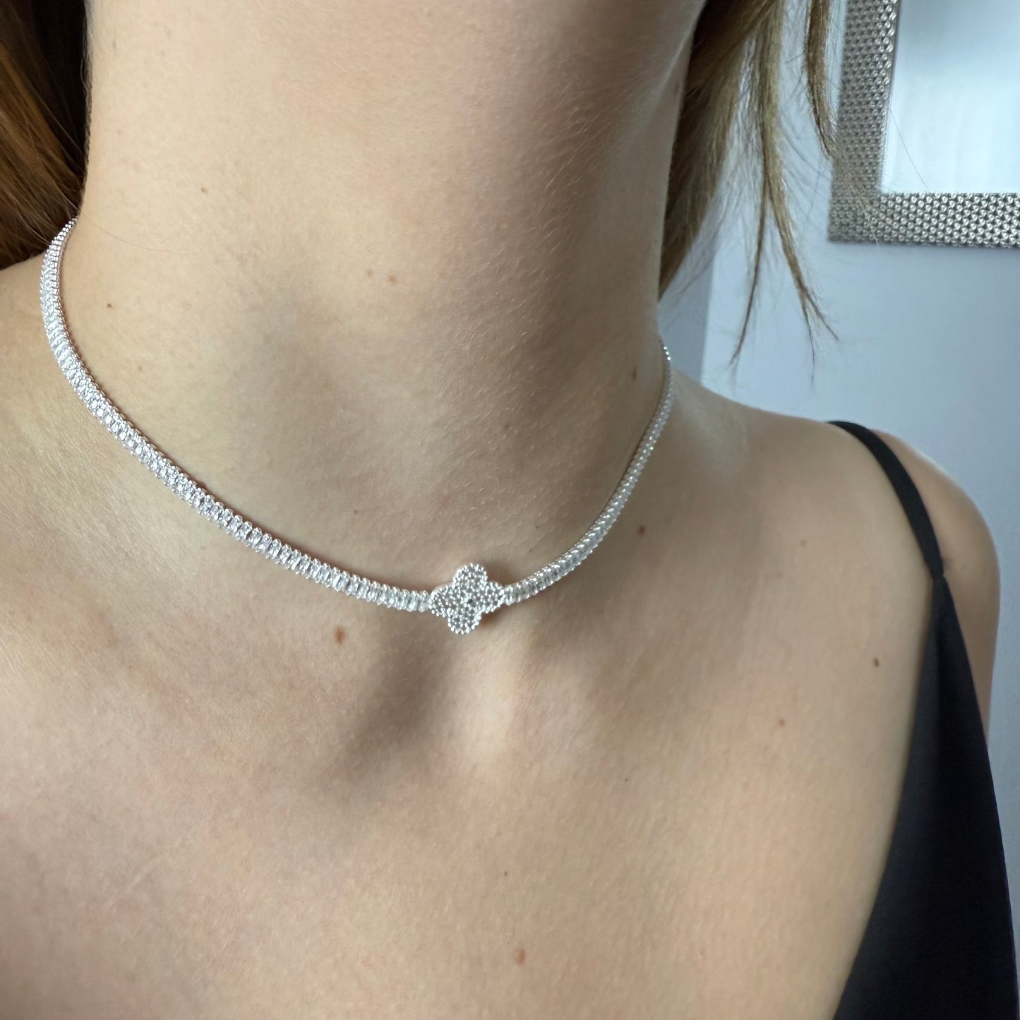 Collar Van Cleef en Plata 925 con micro circones