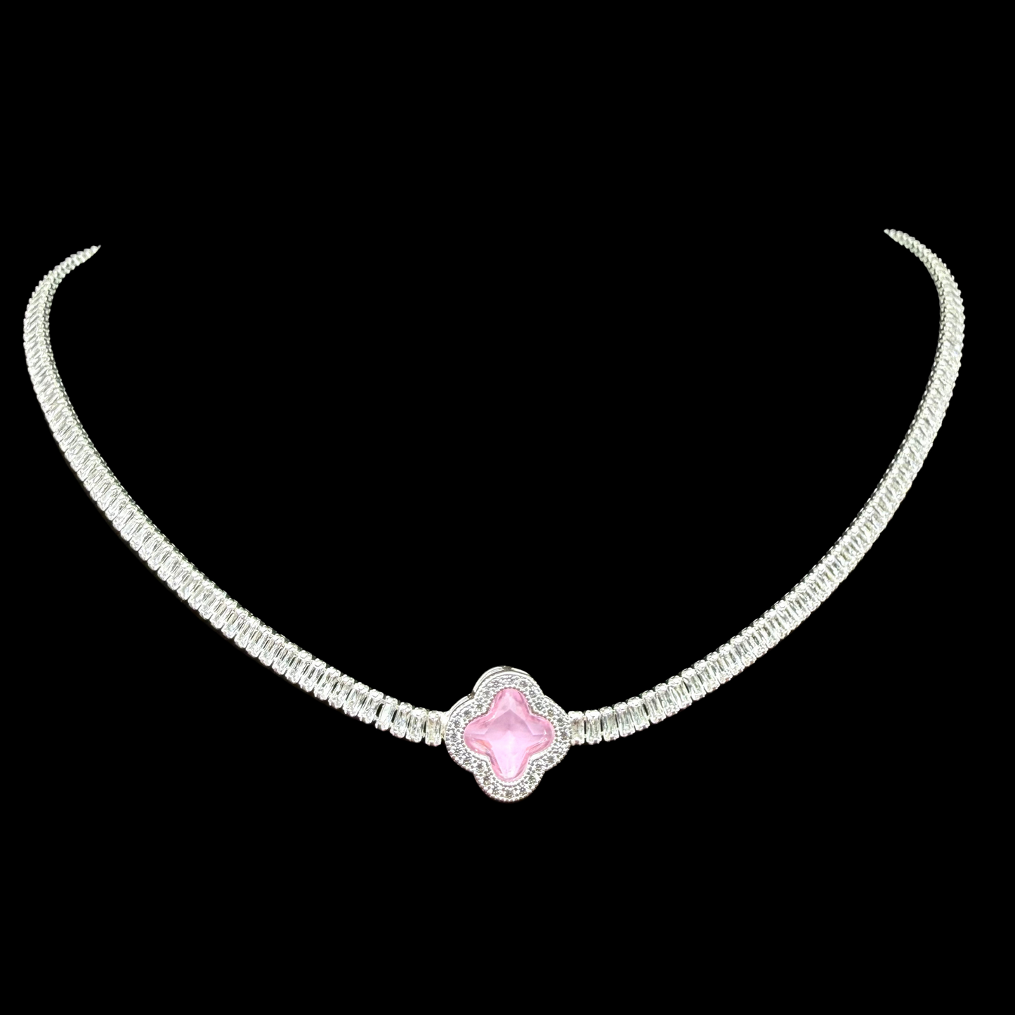Collar Van Cleef micro circon rosa