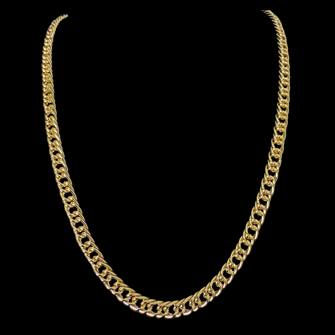 Cadena Doble Cubana Oro – 62 cm x 7 mm