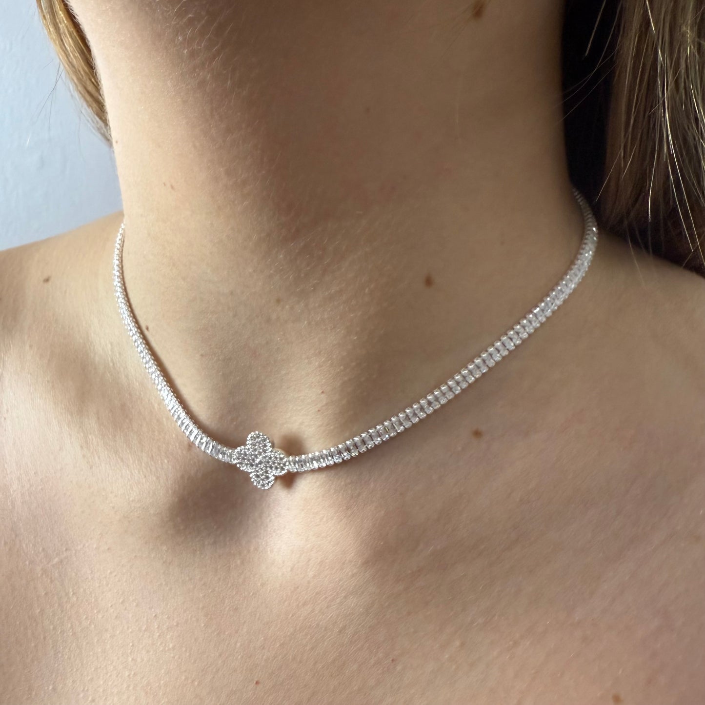 Collar Van Cleef en Plata 925 con micro circones