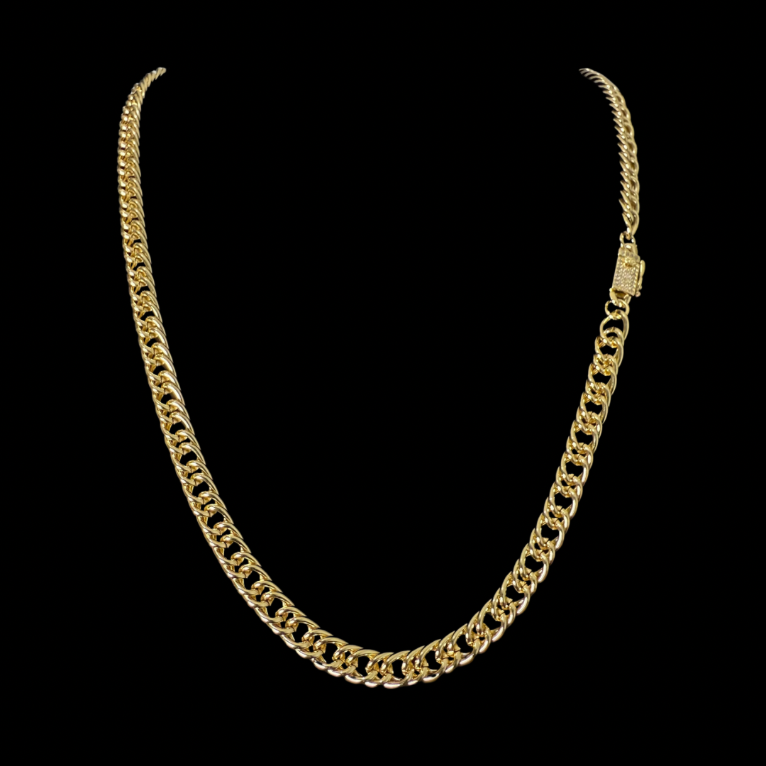 Cadena Doble Cubana Oro – 62 cm x 7 mm