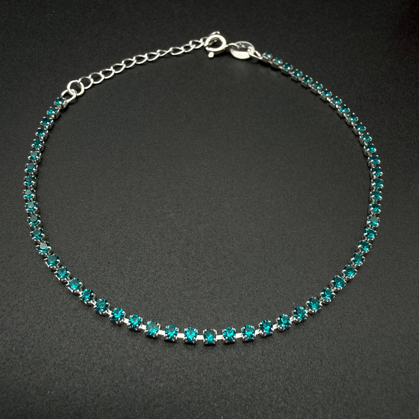 Pulsera Tennis con Circones Turquesa 2mm