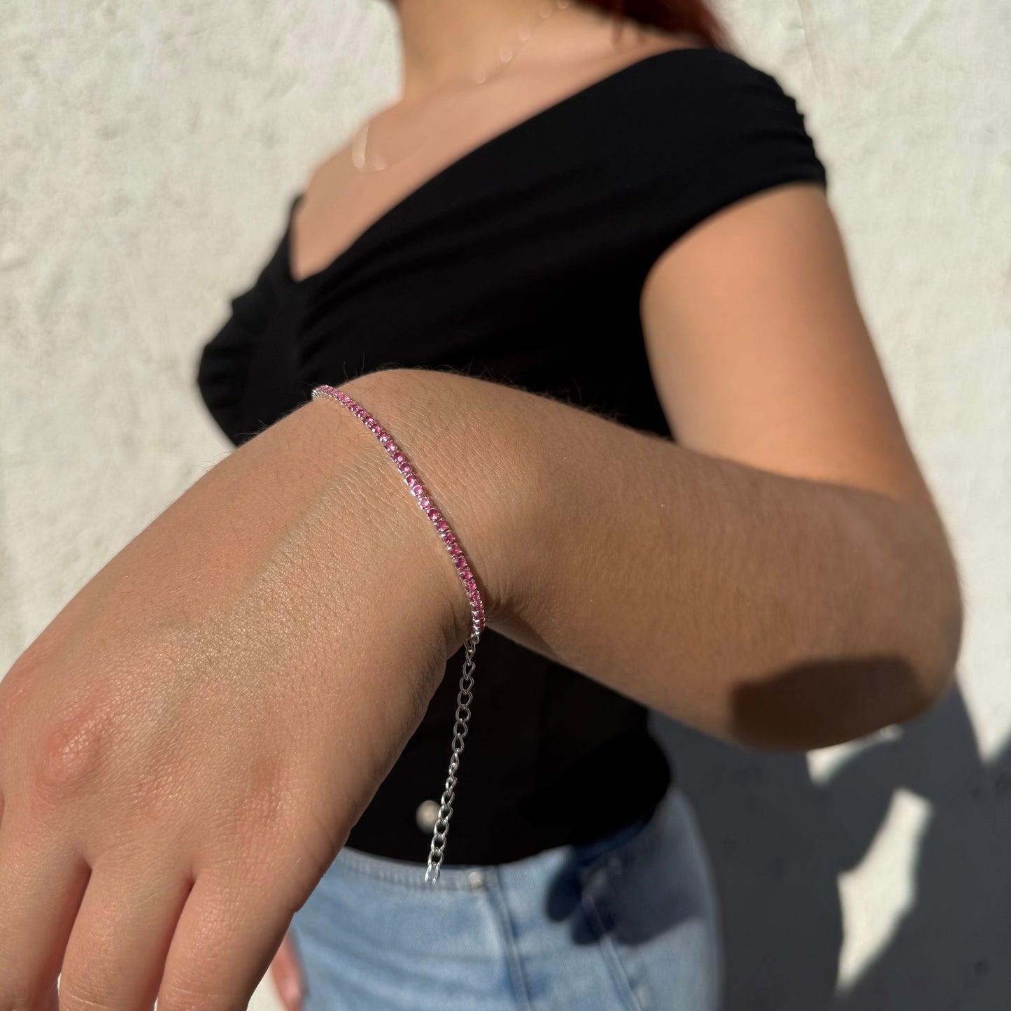 Pulsera Tennis pink 2mm