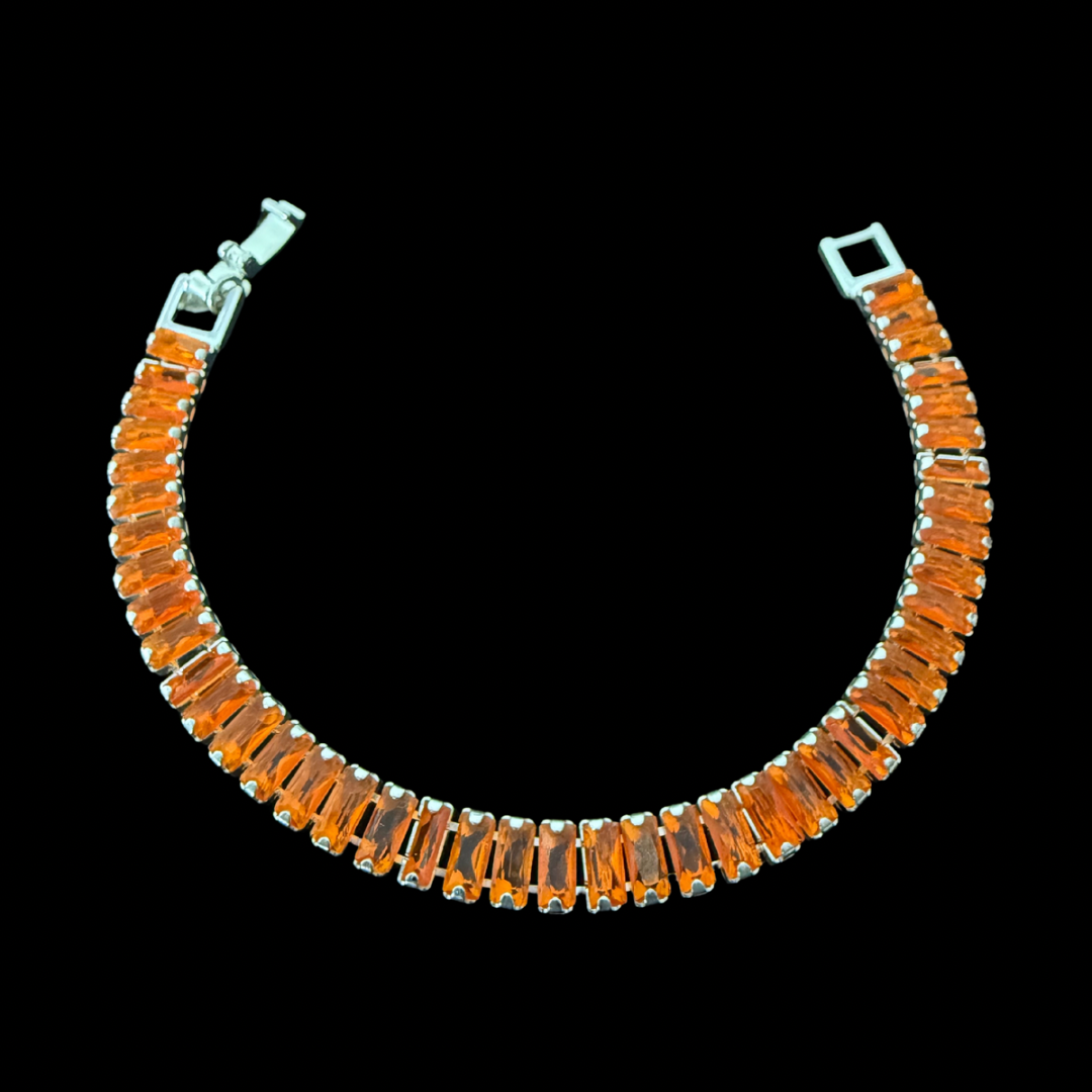 Pulsera Tennis con Circones Naranja 7mm