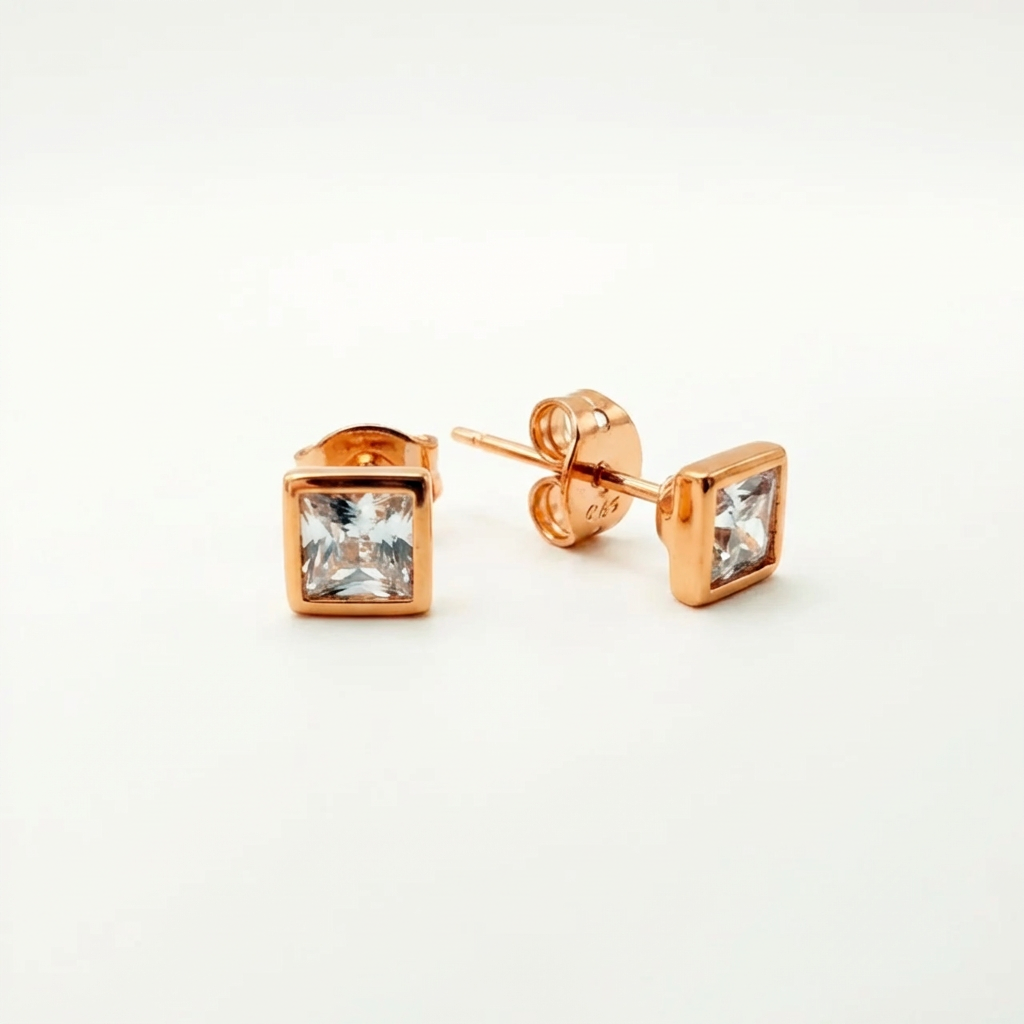 Aros Cuadro Lumi - Oro Rosa