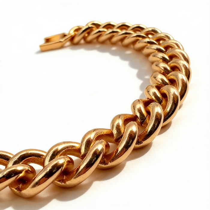 Pulsera Cubana Clásica Oro Goldfilled Rosa - 9mm