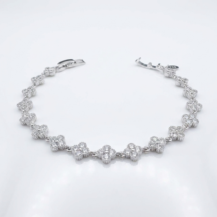 Pulsera Trébol con Circones Plata 925 – 7mm