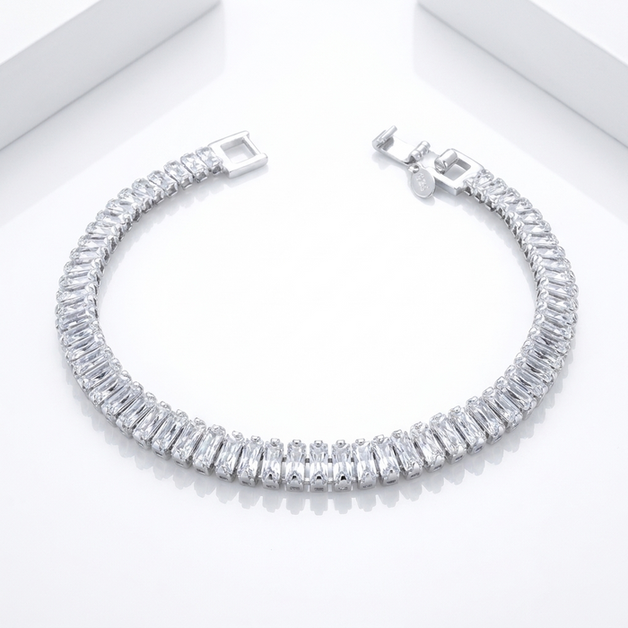 Pulsera Tennis Rectangular Plata 925 - 6mm