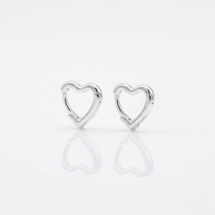 Aros Argolla Corazón Mini - Plata 925: argollas pequeñas con forma de corazón