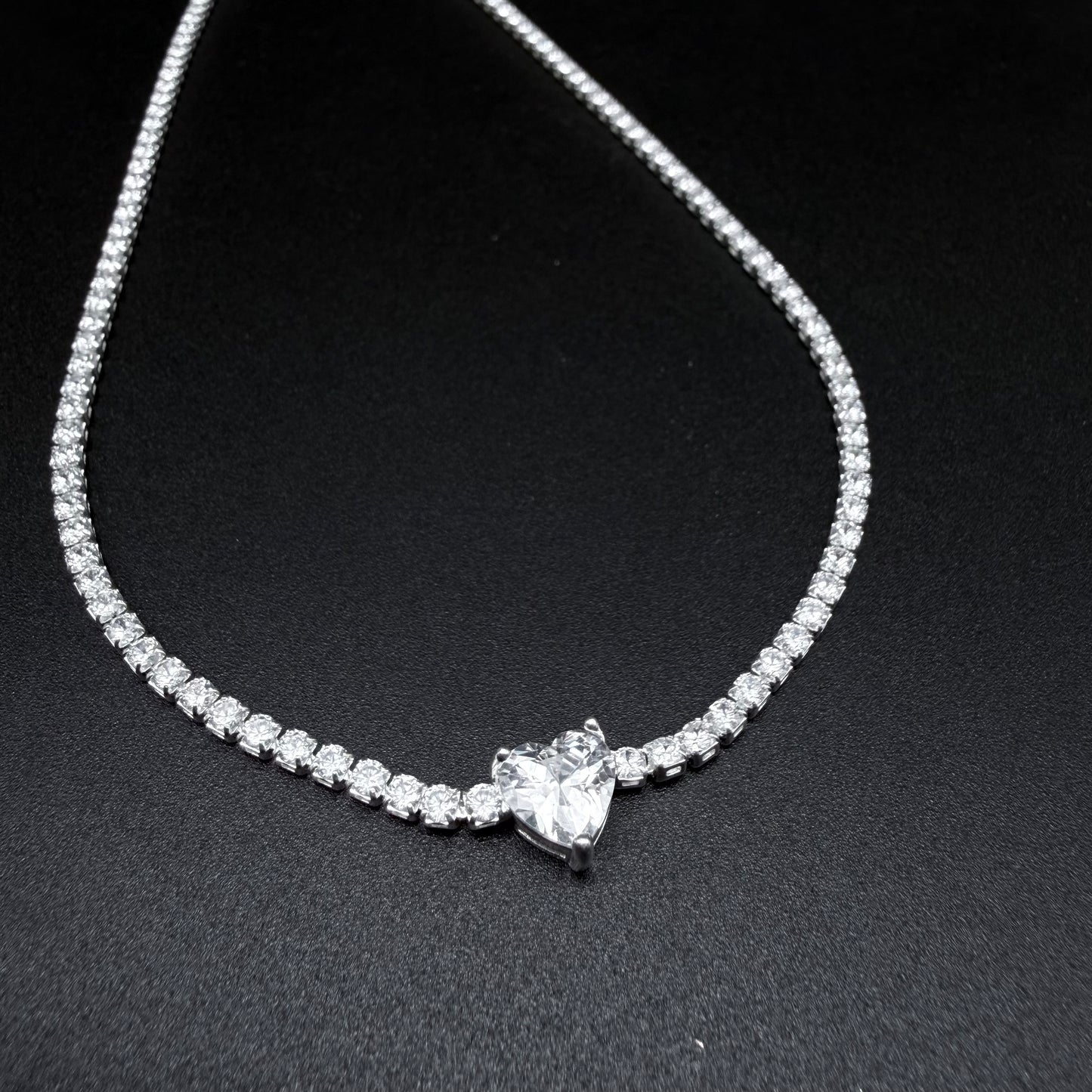 Cadena Corazon de Cristal en Plata 925 con circones