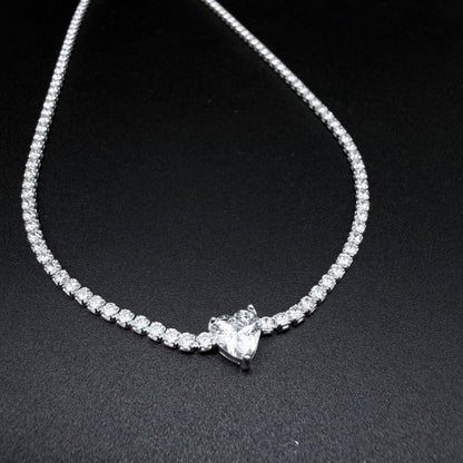 Cadena Corazon de Cristal en Plata 925 con circones