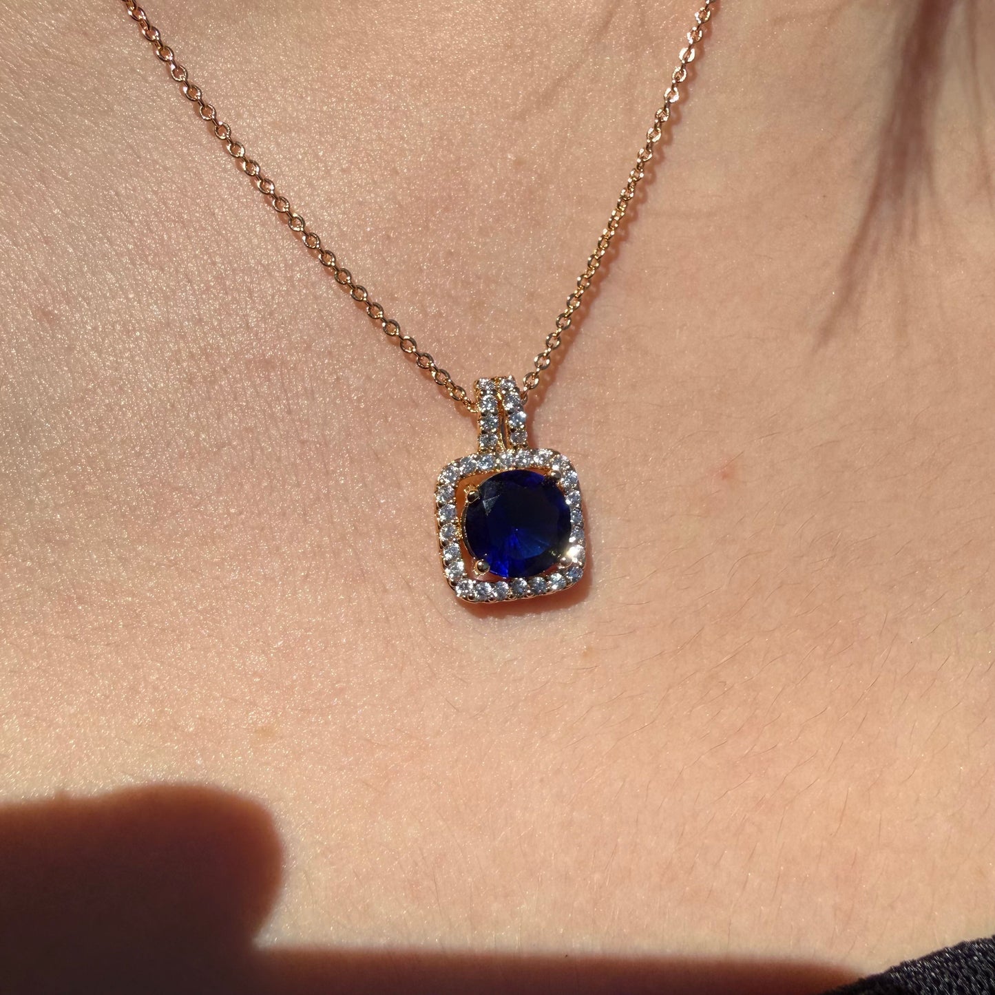 Cadena Cielo Azul- Oro Rosa