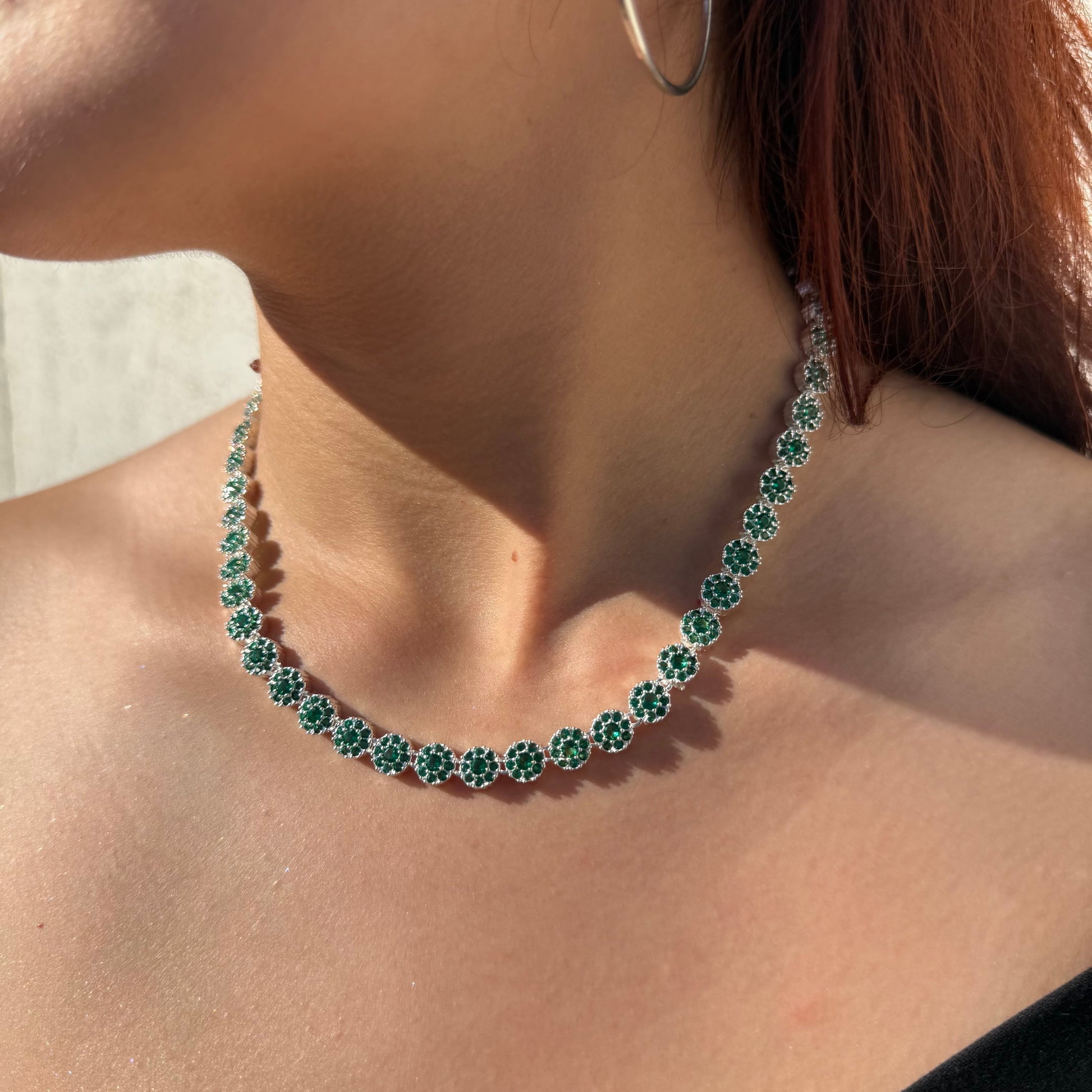Collar Glam Circones Verde Plata 925 – Silver Ice 02