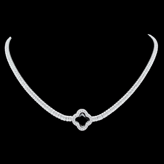 Collar Van Cleef micro circón negro