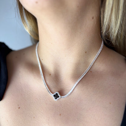 Collar Van Cleef micro circón negro