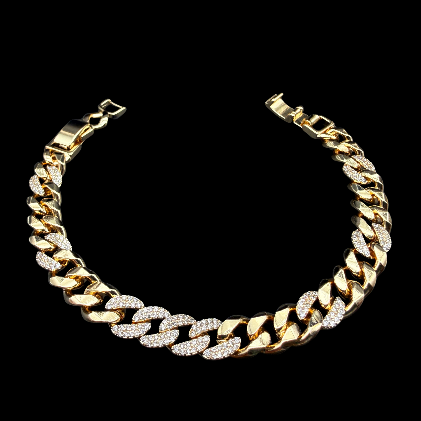 Pulsera Cubana Micro circón Oro 8mm