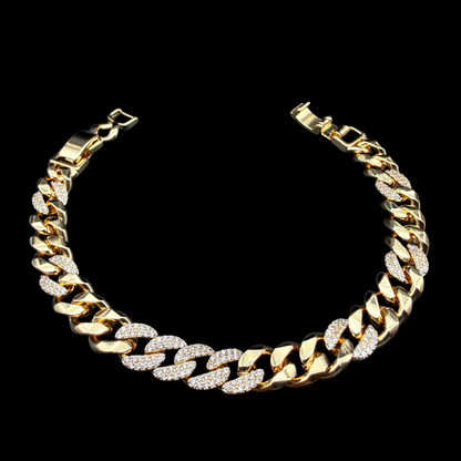 Pulsera Cubana Micro circón Oro 8mm