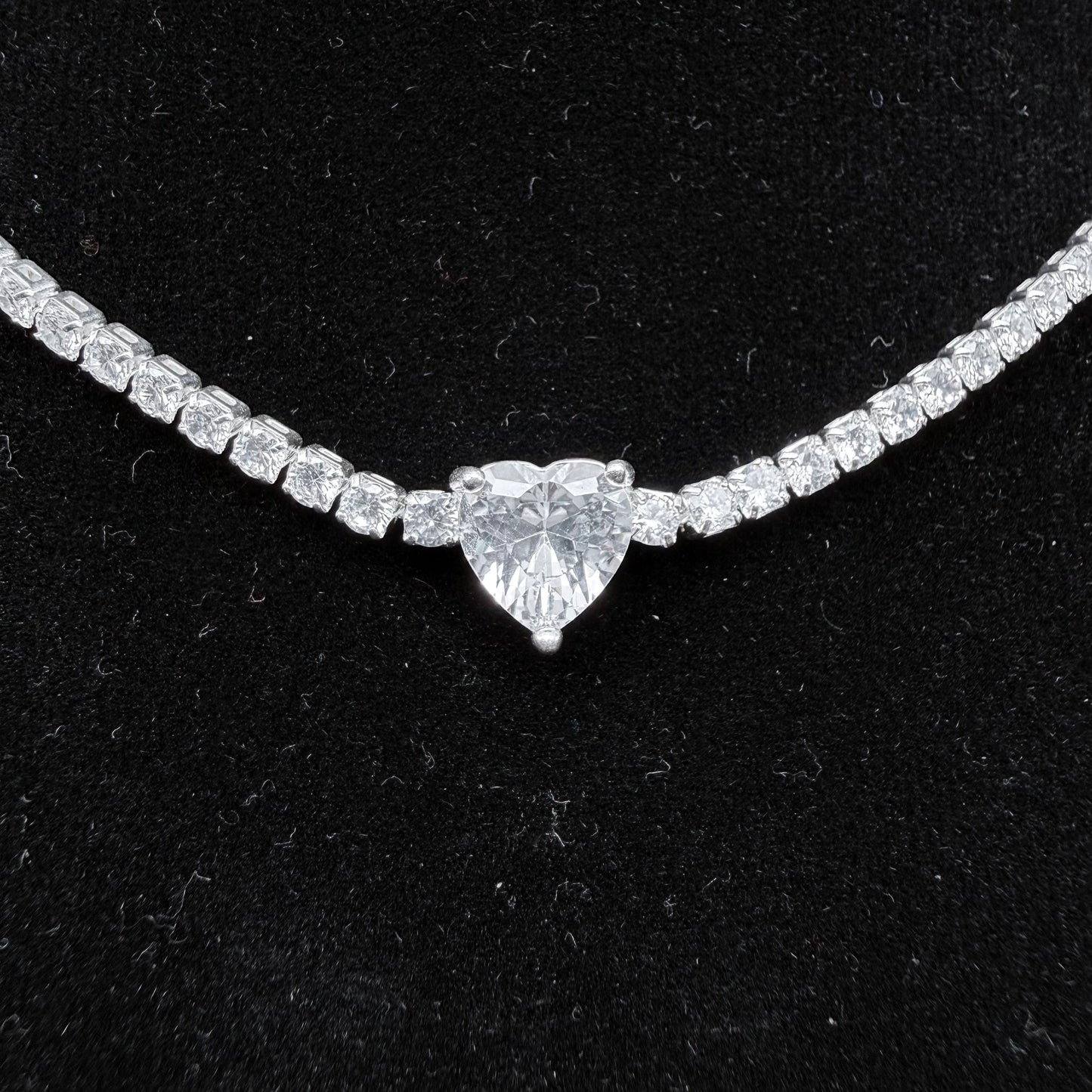 Cadena Corazon de Cristal en Plata 925 con circones