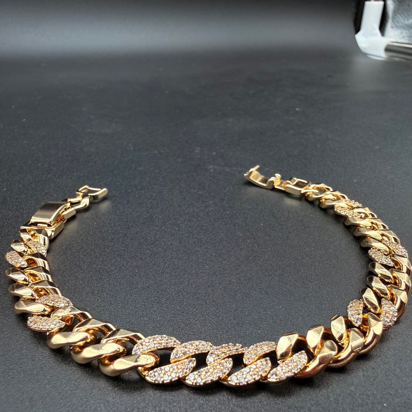Pulsera Cubana Micro circón Oro 8mm