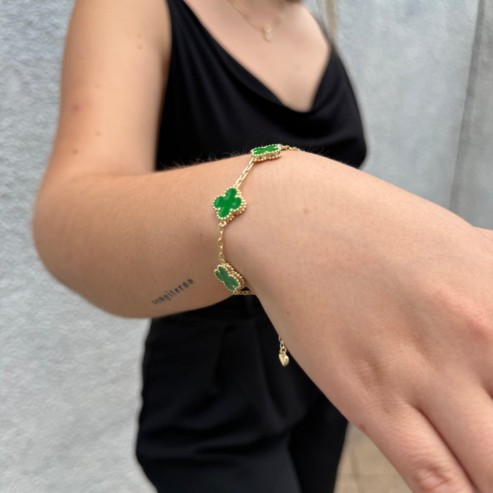 Pulsera Van Cleef Verde Dual Oro