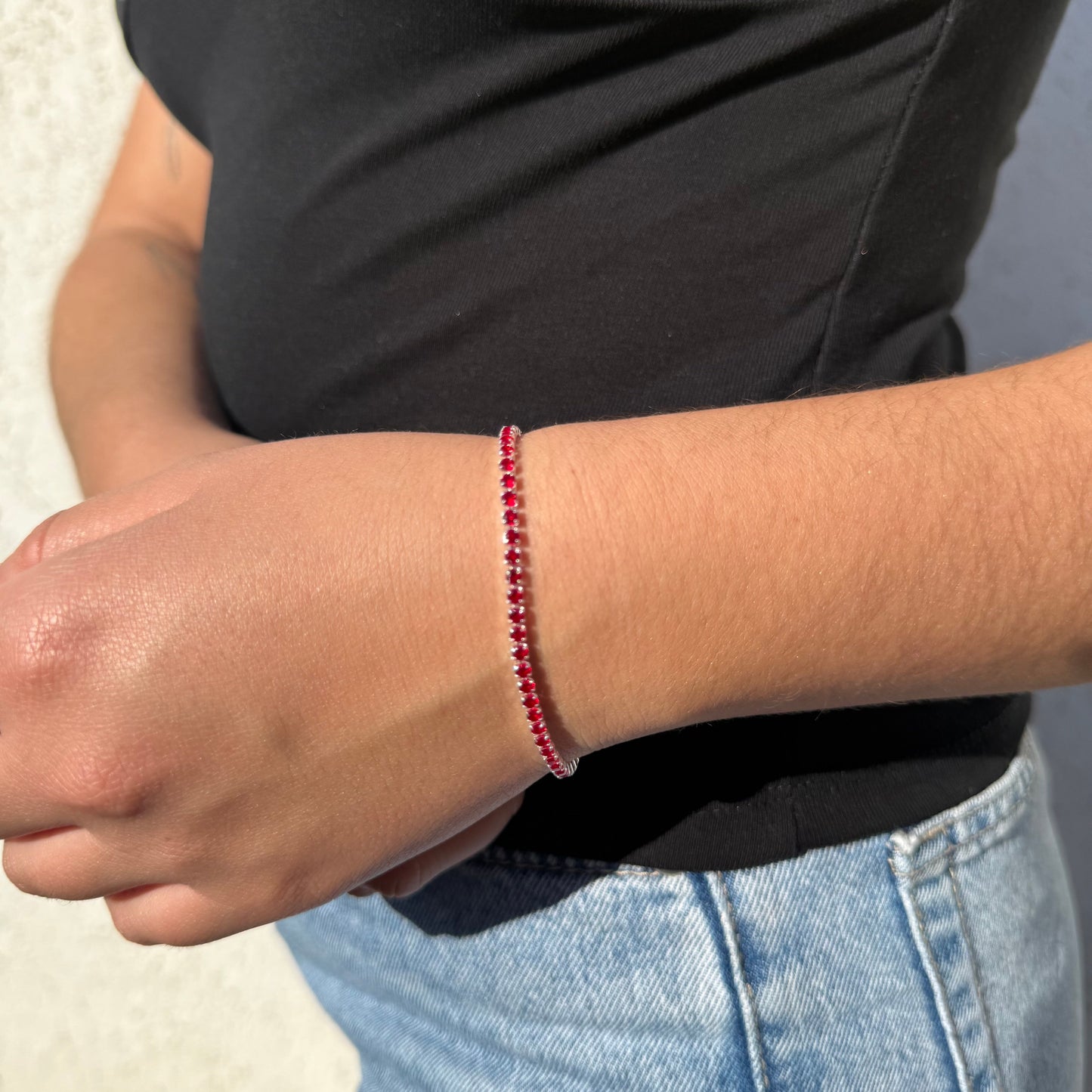 Pulsera Tennis Rubí 2mm
