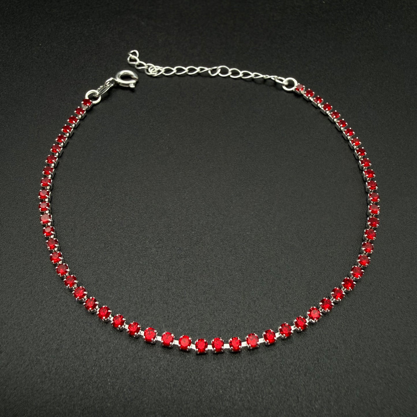 Pulsera Tennis con Circones Rojos  2mm