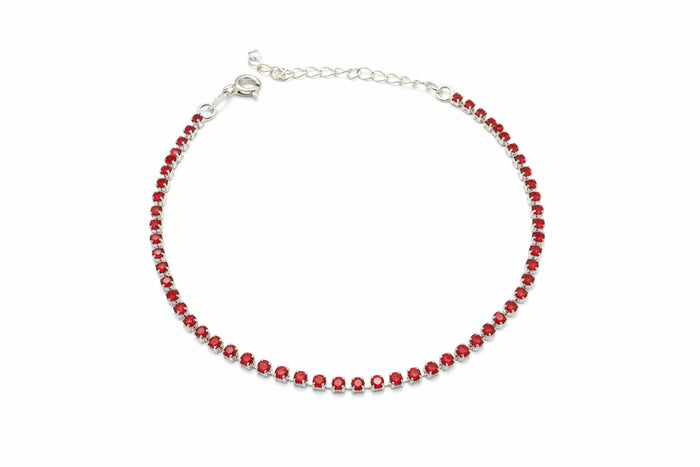 Pulsera Tennis con Circones Rojos  2mm
