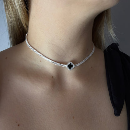 Collar Van Cleef micro circón negro