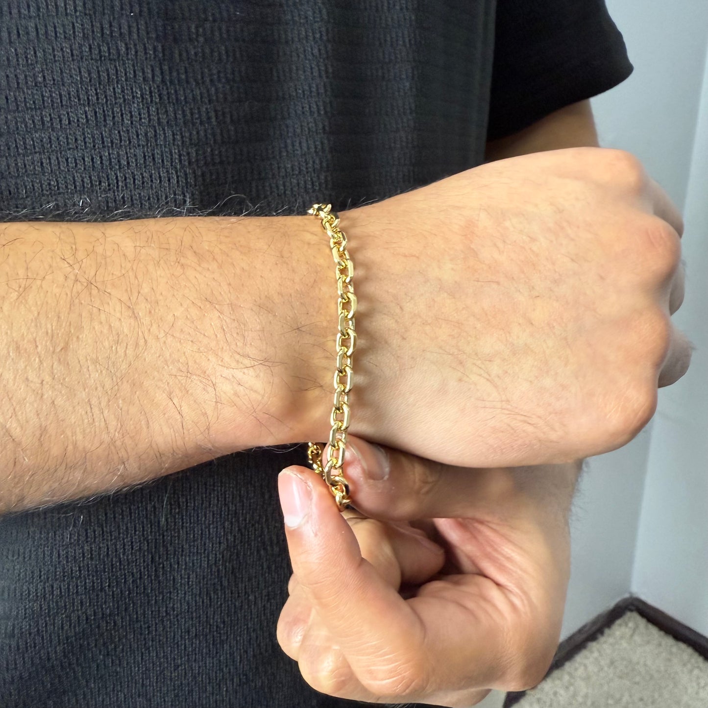 Pulsera Eslabón Mariner Trenzado Oro – 21 cm x 9 mm