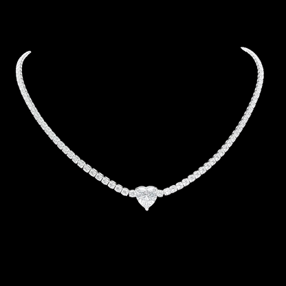 Cadena Corazon de Cristal en Plata 925 con circones