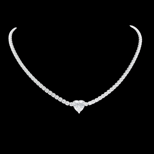 Cadena Corazon de Cristal en Plata 925 con circones