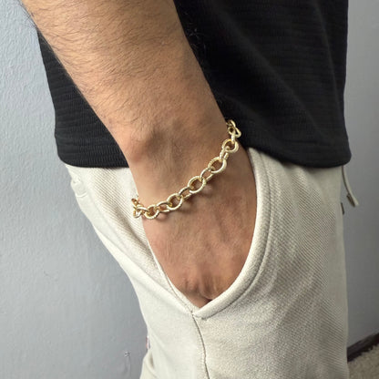 Pulsera Eslabón Mariner Trenzado Oro – 21 cm x 9 mm