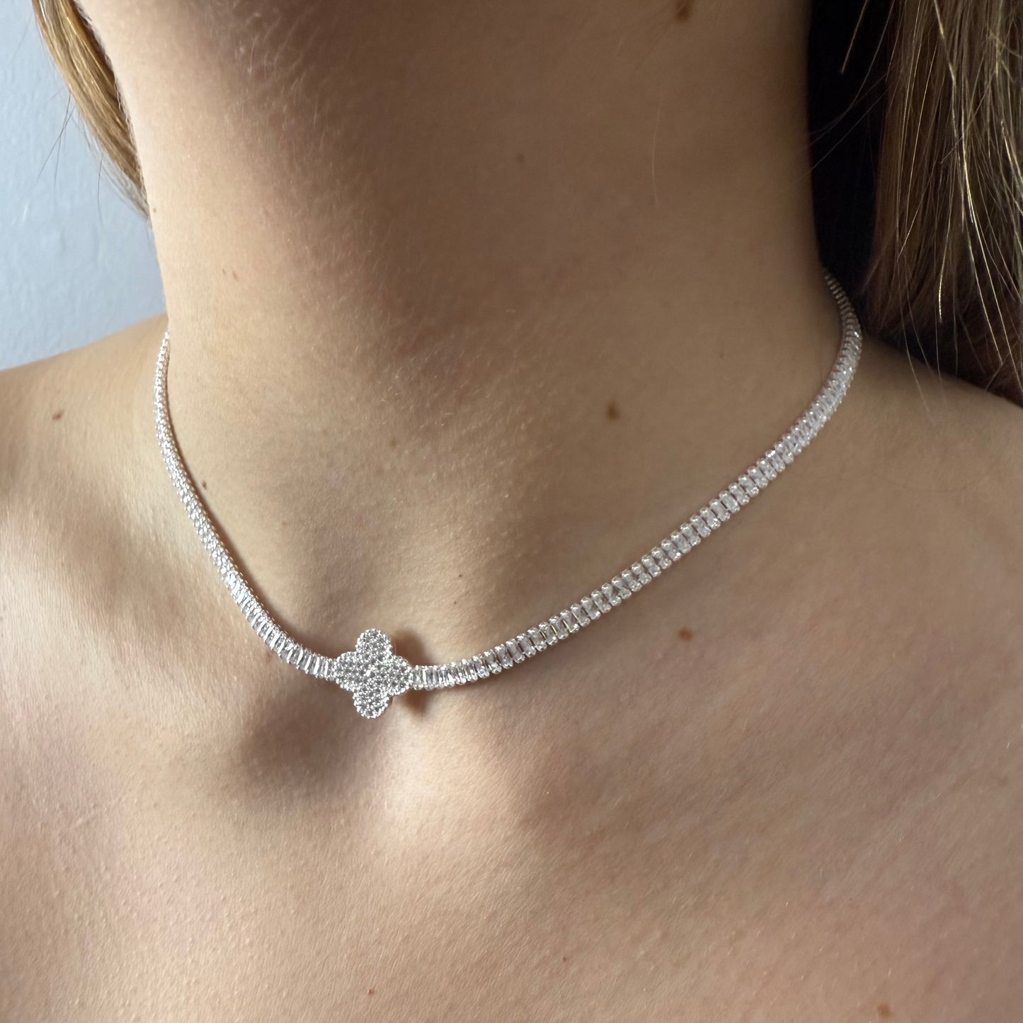 Collar Van Cleef en Plata 925 con micro circones