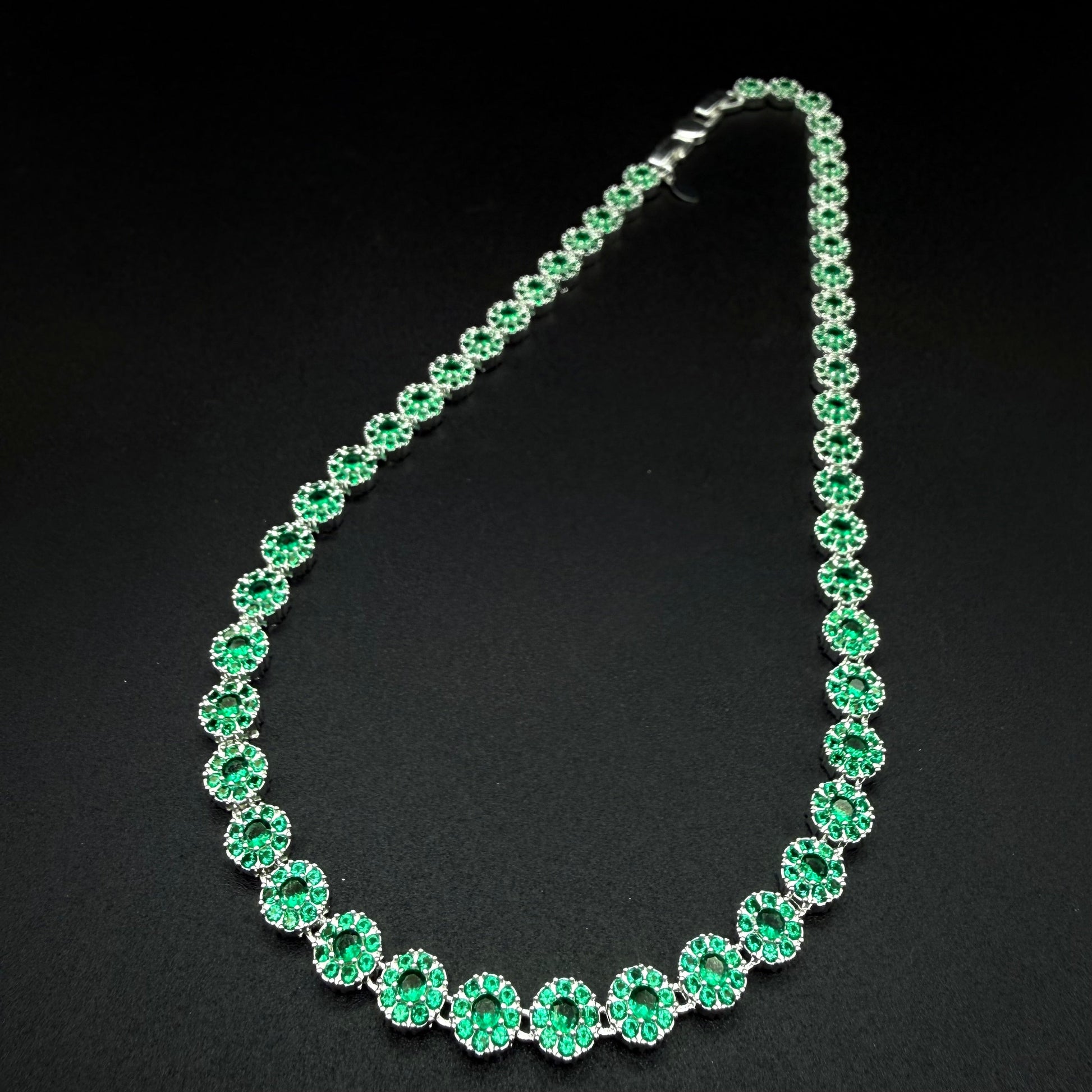 Collar Glam Circones Verde Plata 925 – Silver Ice 05