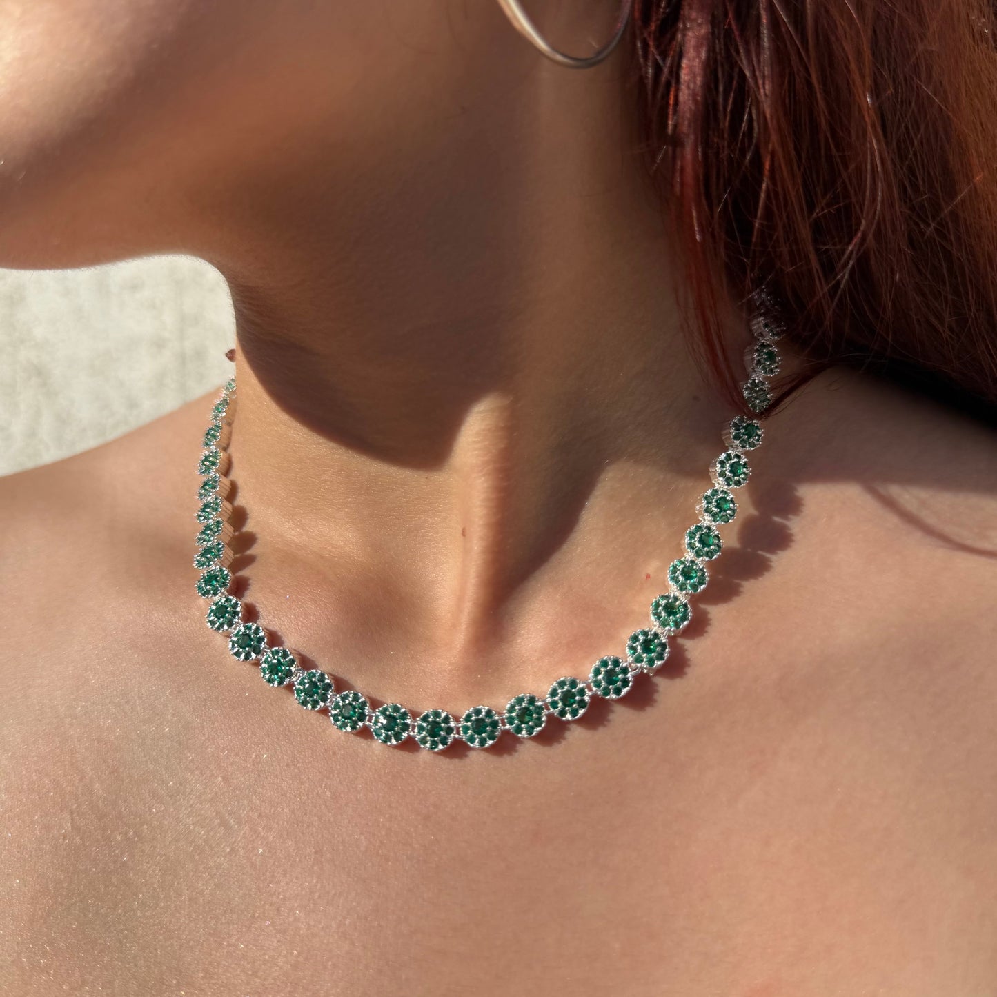 Collar Glam Circones Verde Plata 925 – Silver Ice 04