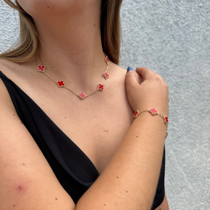 Cadena Van Cleef Roja Dual Oro