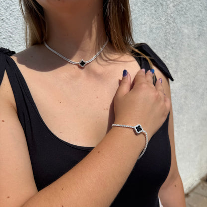 Collar Van Cleef Micro Circón Negro