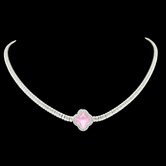 Collar Van Cleef micro circon rosa