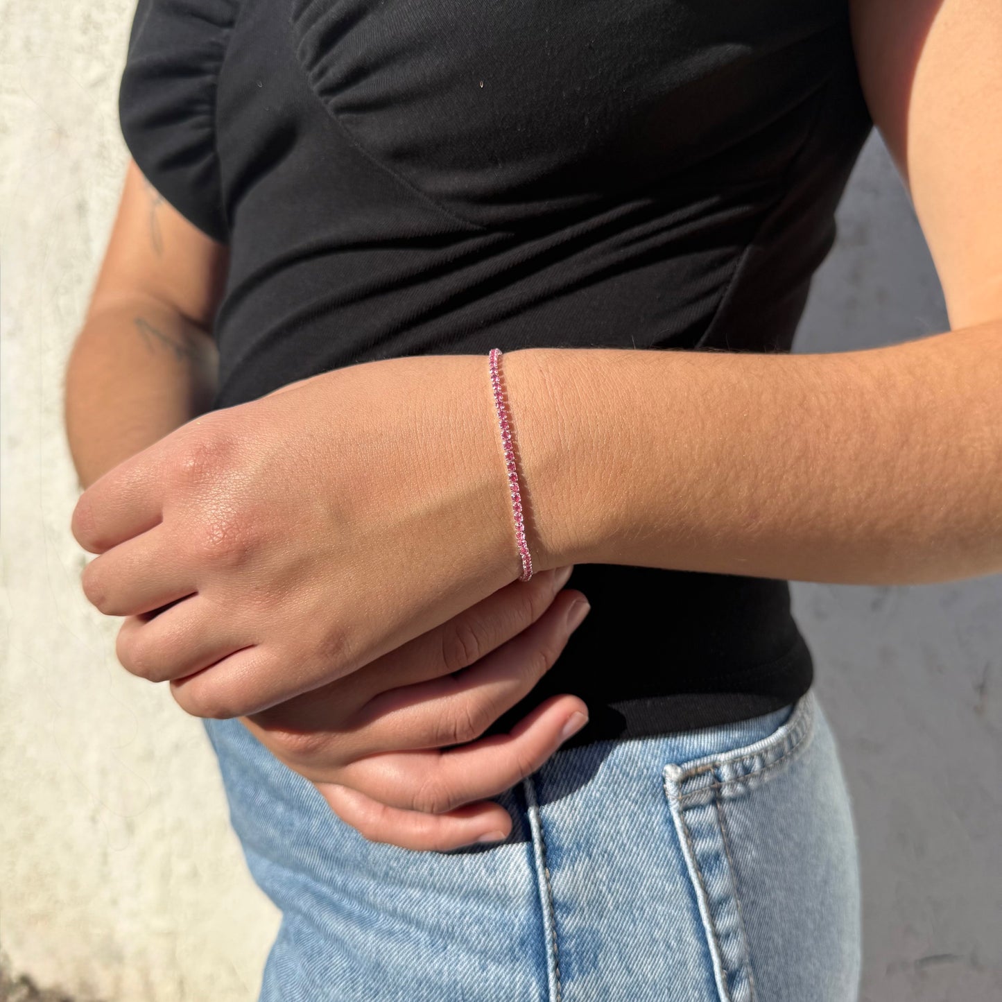 Pulsera Tennis pink  2mm