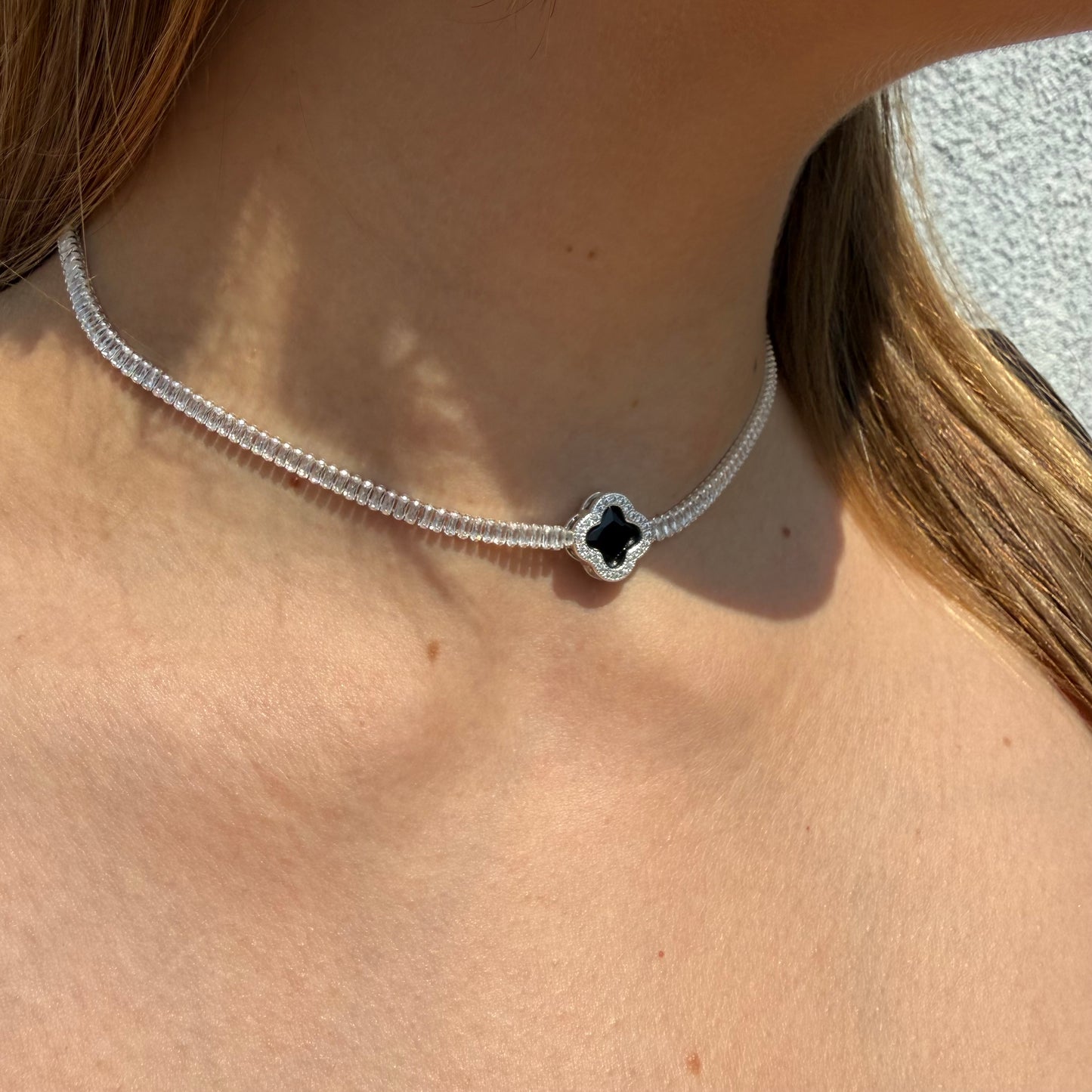 Collar Van Cleef Micro Circón Negro