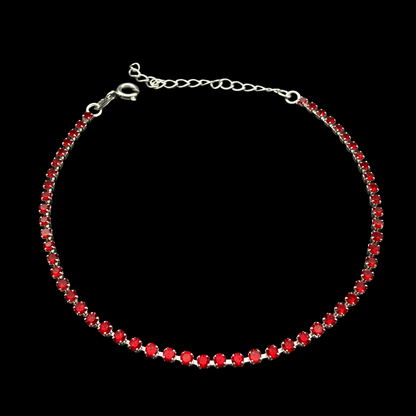 Pulsera Tennis con Circones Rojos  2mm