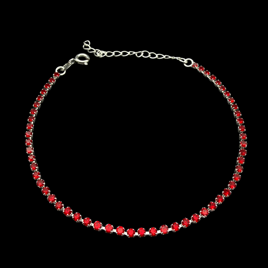 Pulsera Tennis con Circones Rojos  2mm