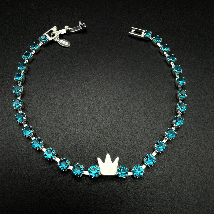 Pulsera Tennis Corona turquesa 4mm