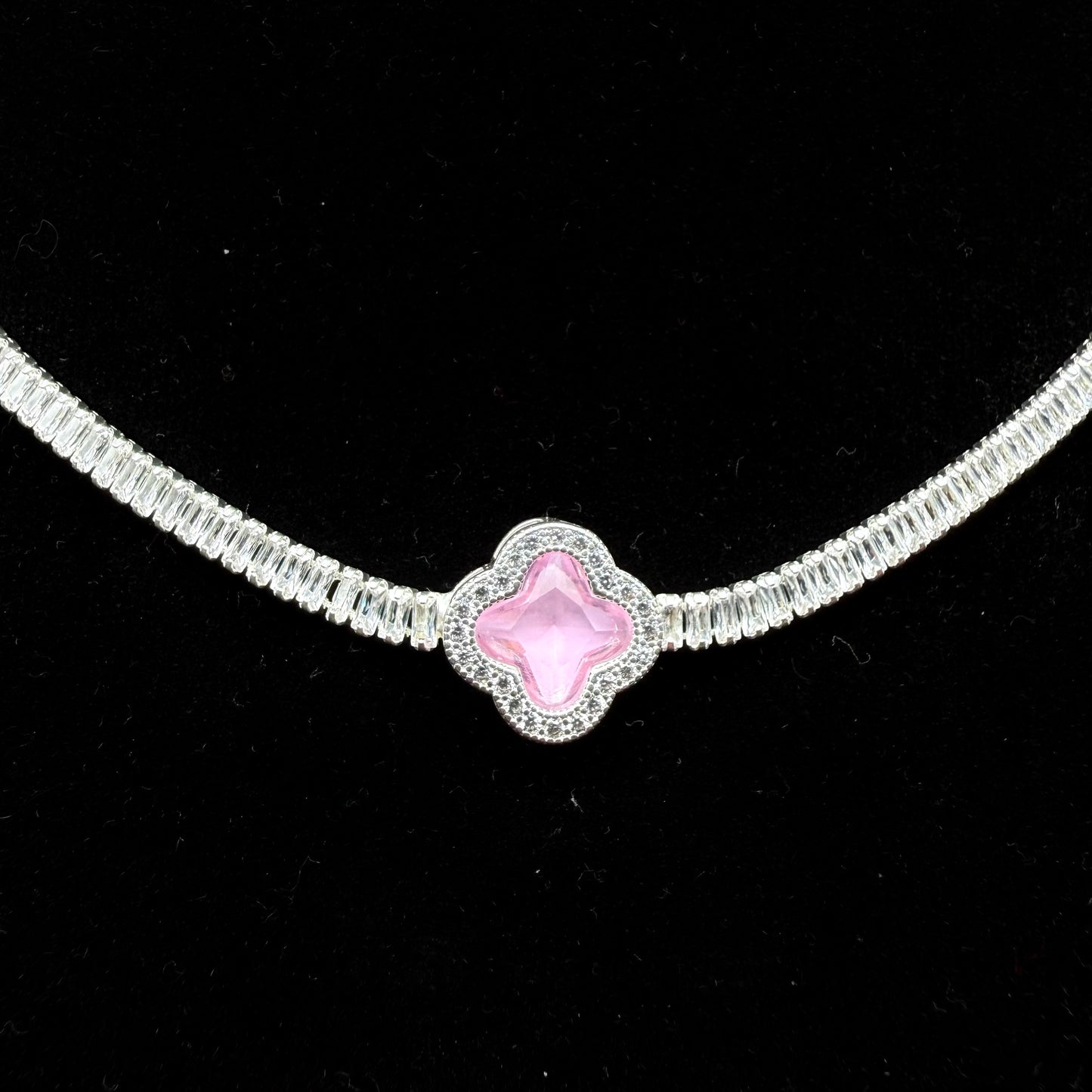 Collar Van Cleef micro circon rosa