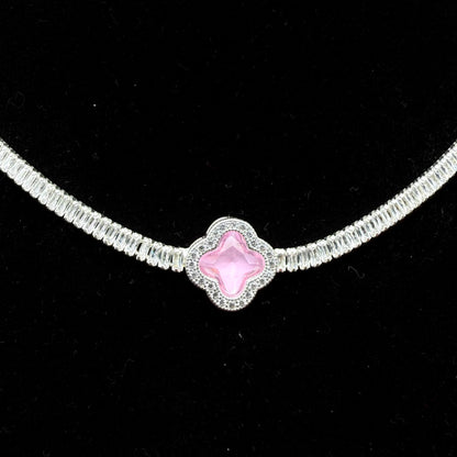 Collar Van Cleef micro circon rosa