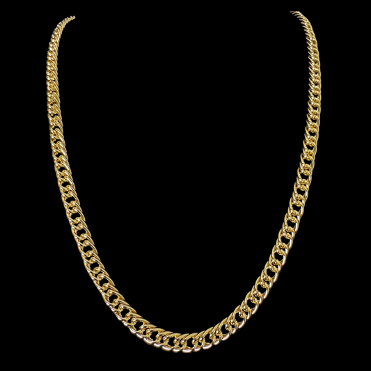 Cadena Doble Cubana Oro – 62 cm x 7 mm