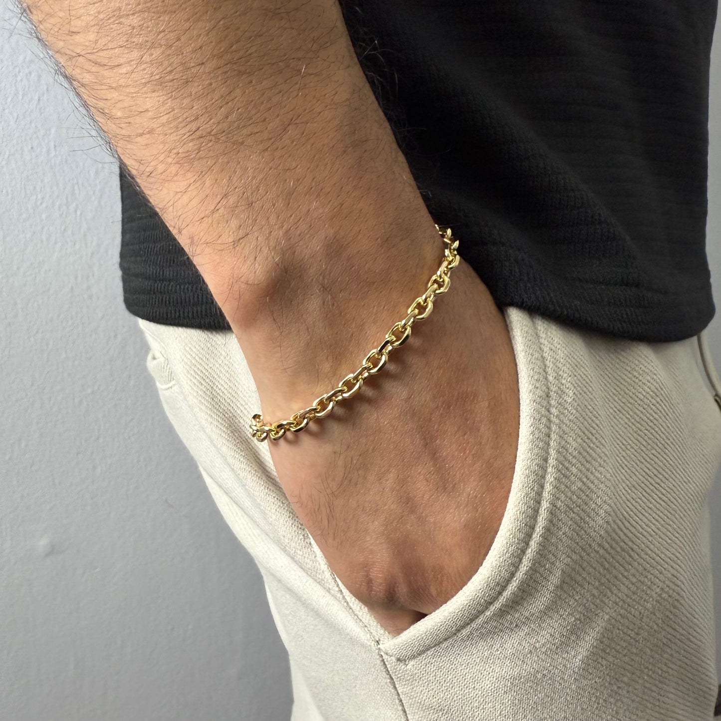 Pulsera Rolo Limada Oro – 5 mm